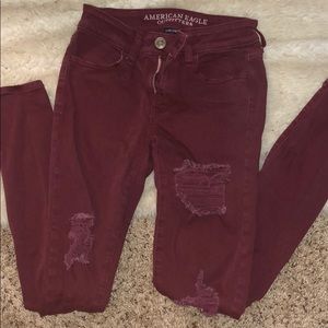 American Eagle Maroon Jeggings